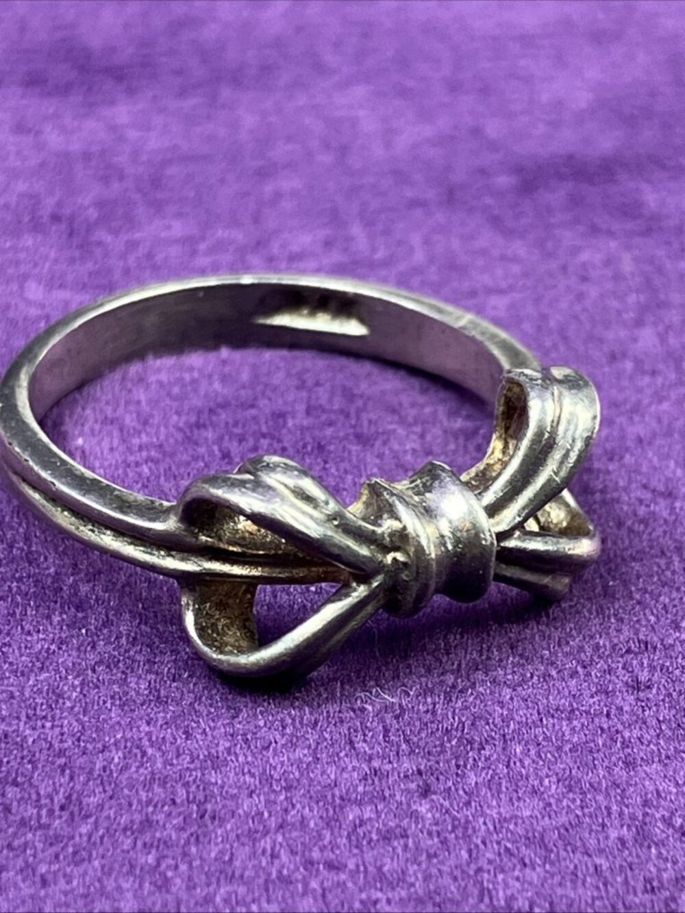 Sz 7 1/4 Cute Sterling 925 Bow Ring Vintage